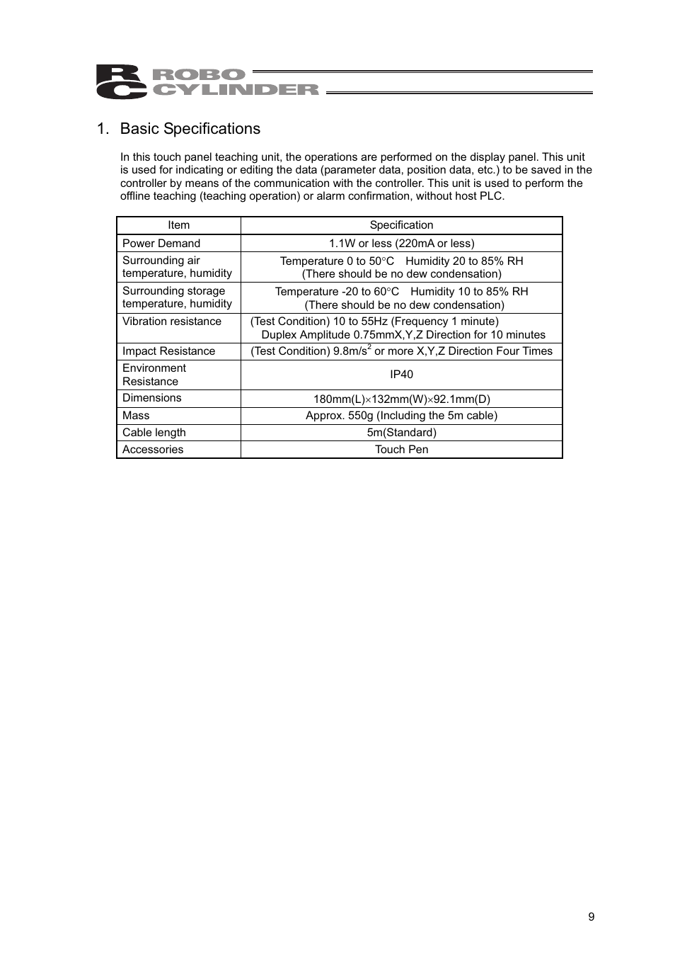 Basic specifications | IAI America SEP-PT User Manual | Page 15 / 176