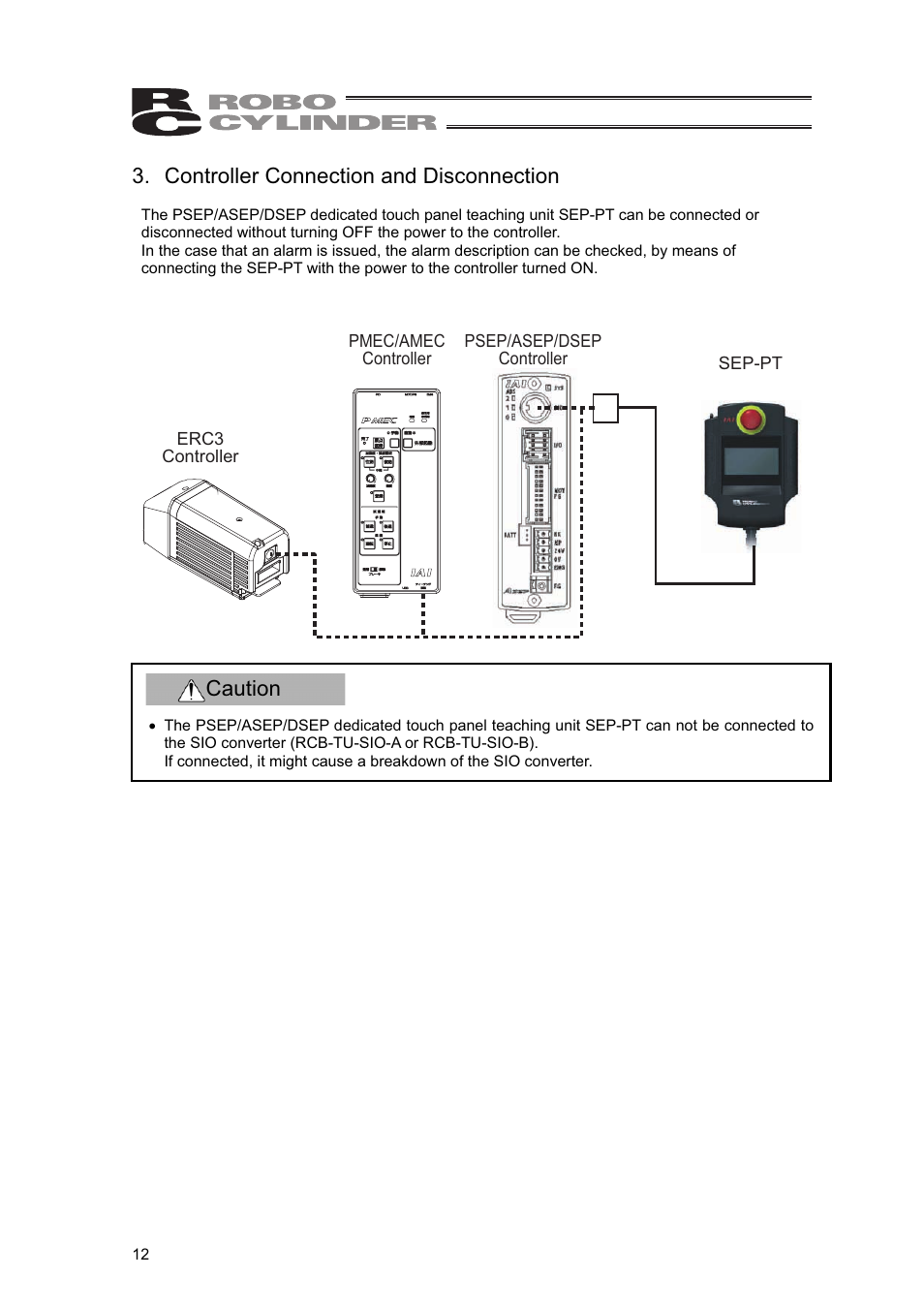 Controller connection and disconnection, Caution | IAI America SEP-PT User Manual | Page 18 / 176