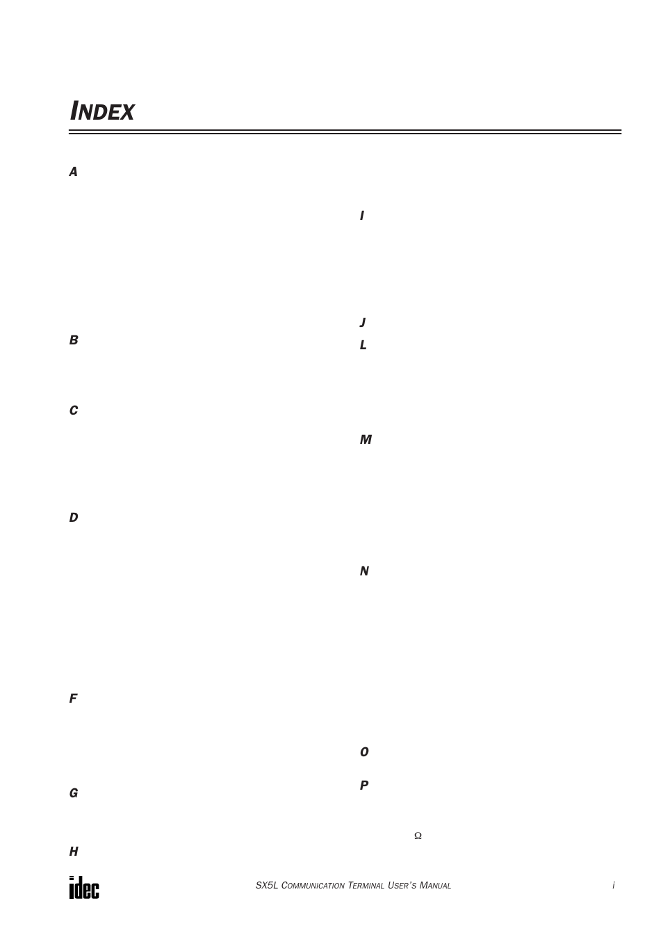 Index, Ndex | IDEC SX5L Series User Manual | Page 66 / 68