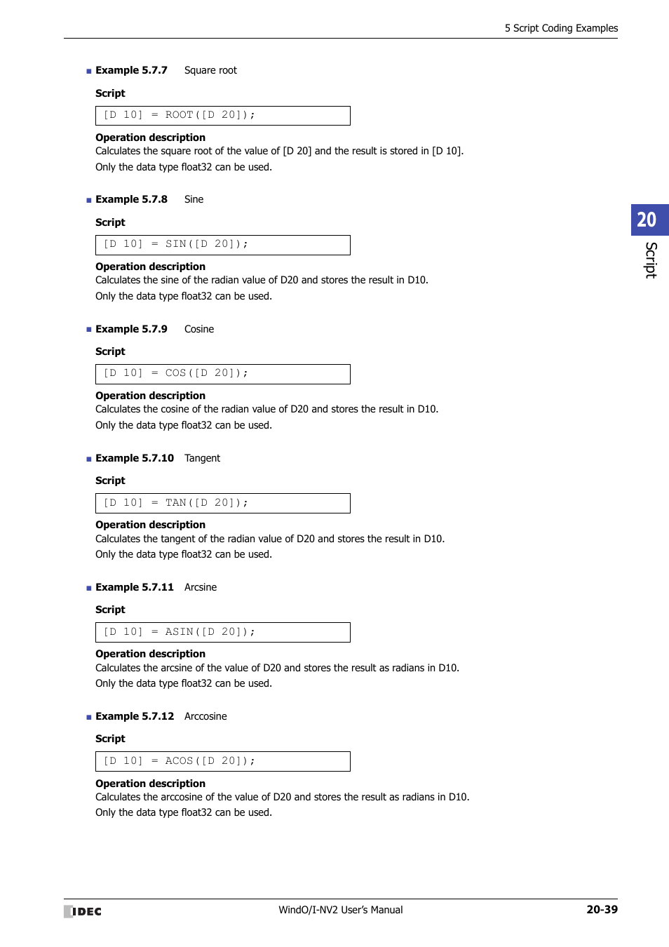 Script | IDEC High Performance Series User Manual | Page 1003 / 1448