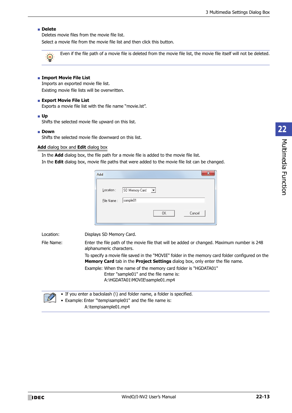 Multimedia function | IDEC High Performance Series User Manual | Page 1045 / 1448