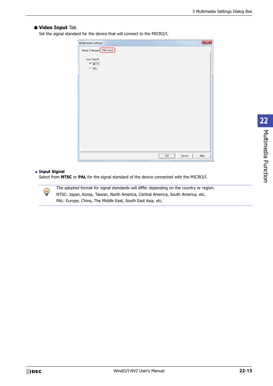 Video input tab | IDEC High Performance Series User Manual | Page 1047 / 1448