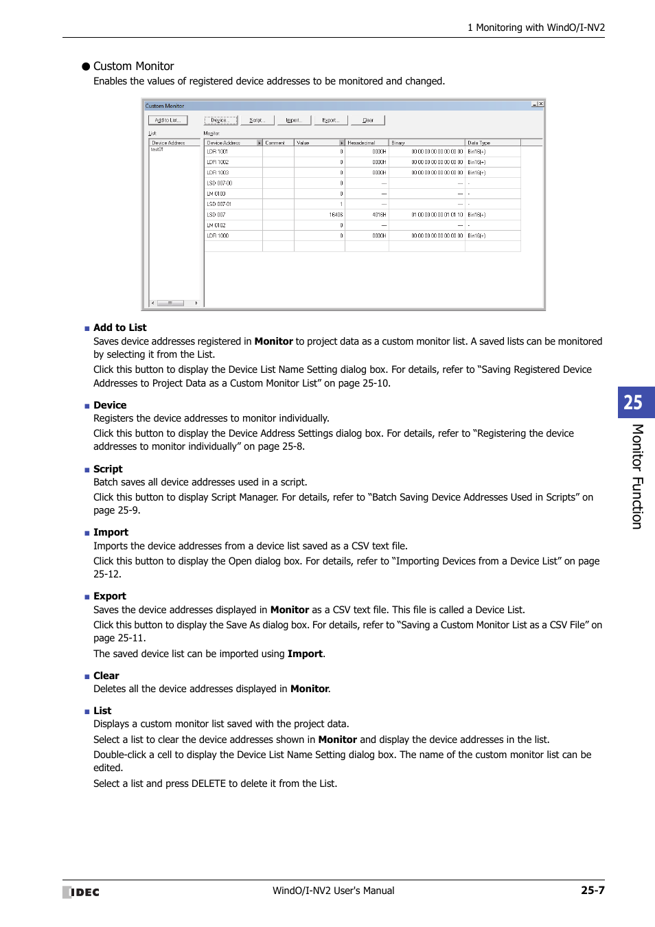 Custom monitor, Monitor f unction | IDEC High Performance Series User Manual | Page 1133 / 1448