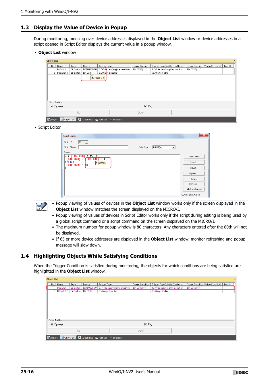 3 display the value of device in popup, 4 highlighting objects while satisfying conditions, Display the value of device in popup -16 | IDEC High Performance Series User Manual | Page 1142 / 1448