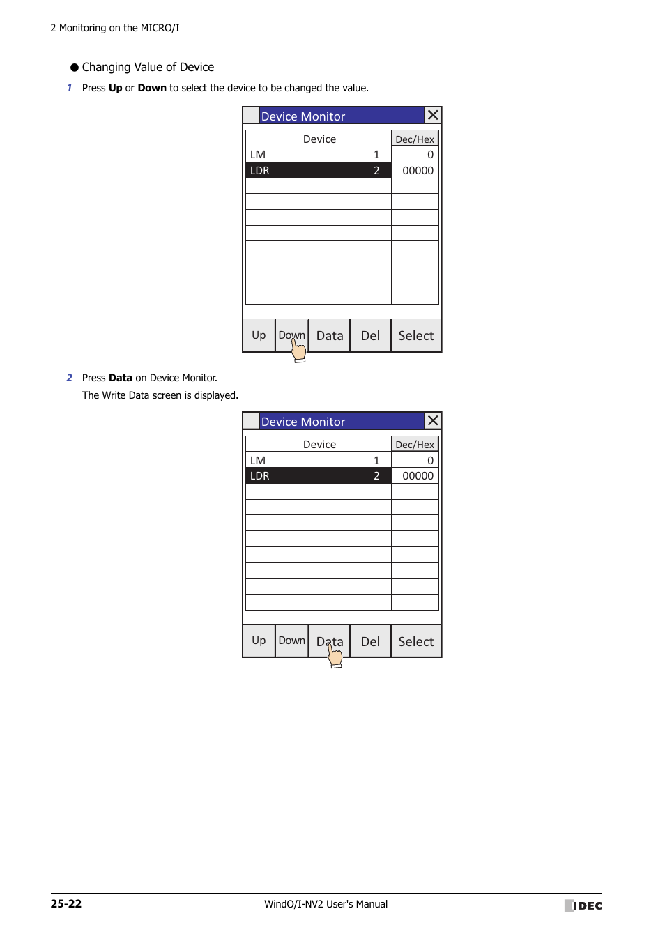 Changing value of device | IDEC High Performance Series User Manual | Page 1148 / 1448