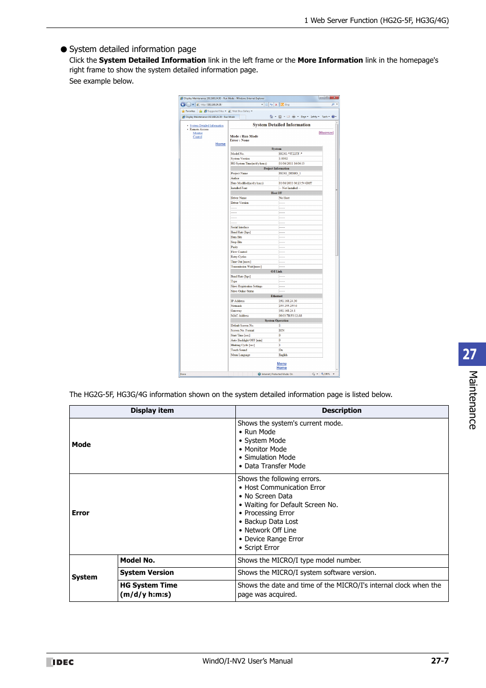 Maintenance | IDEC High Performance Series User Manual | Page 1165 / 1448