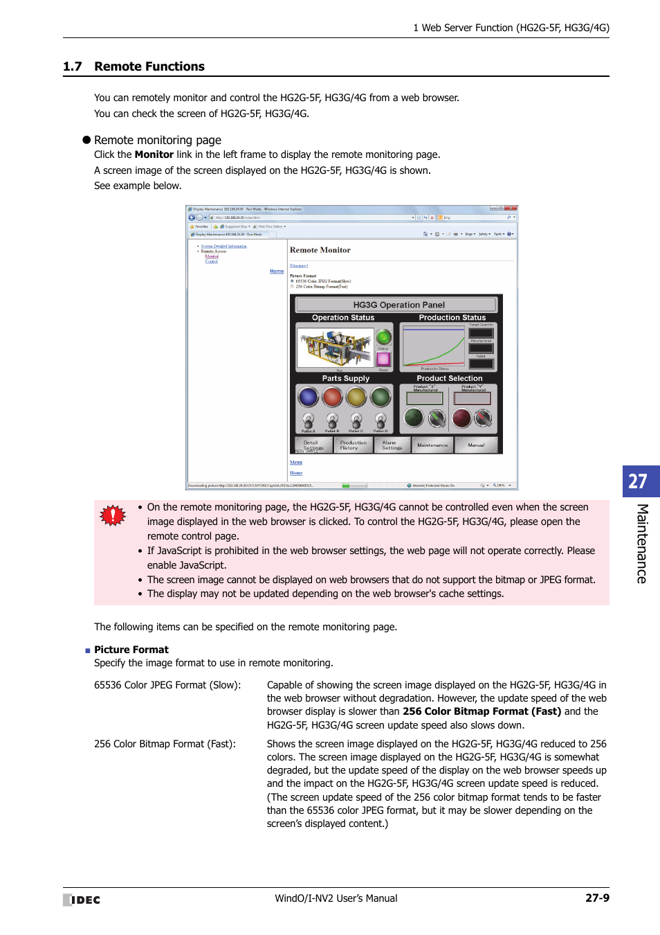 7 remote functions, Remote functions -9, Maintenance | IDEC High Performance Series User Manual | Page 1167 / 1448