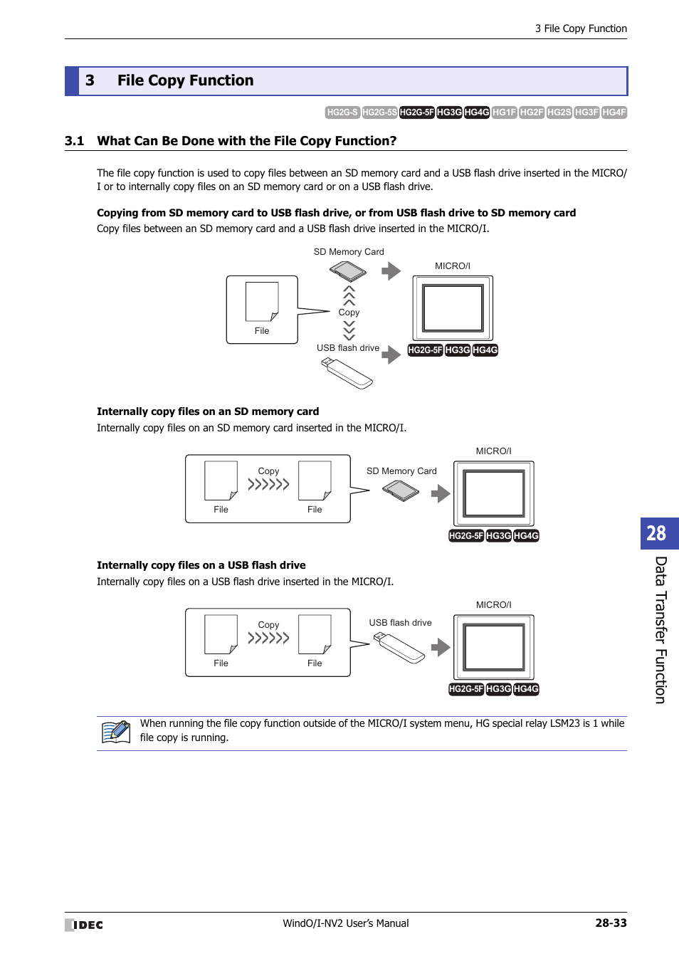 3 file copy function, 1 what can be done with the file copy function, File copy function -33 | What can be done with the file copy function? -33, Data t ransf er func tion, 3file copy function | IDEC High Performance Series User Manual | Page 1227 / 1448