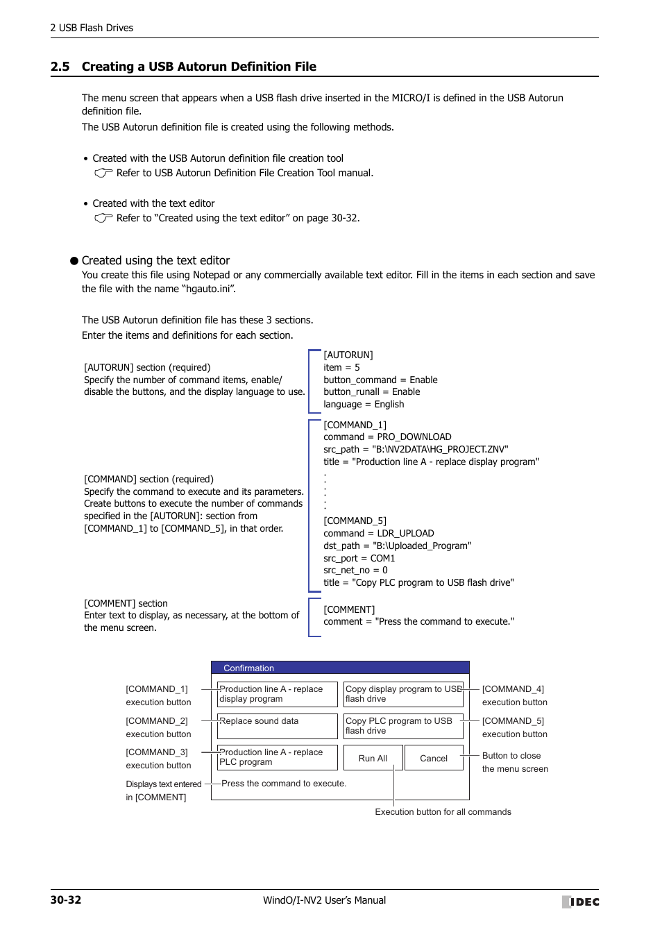 5 creating a usb autorun definition file, Created using the text editor, Creating a usb autorun definition file -32 | IDEC High Performance Series User Manual | Page 1276 / 1448