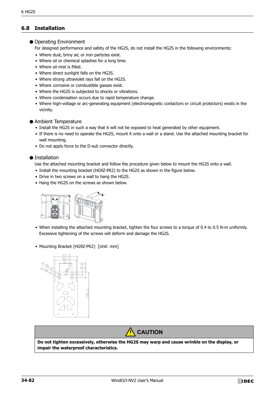 8 installation, Operating environment, Ambient temperature | Installation, Installation -82, Caution | IDEC High Performance Series User Manual | Page 1398 / 1448