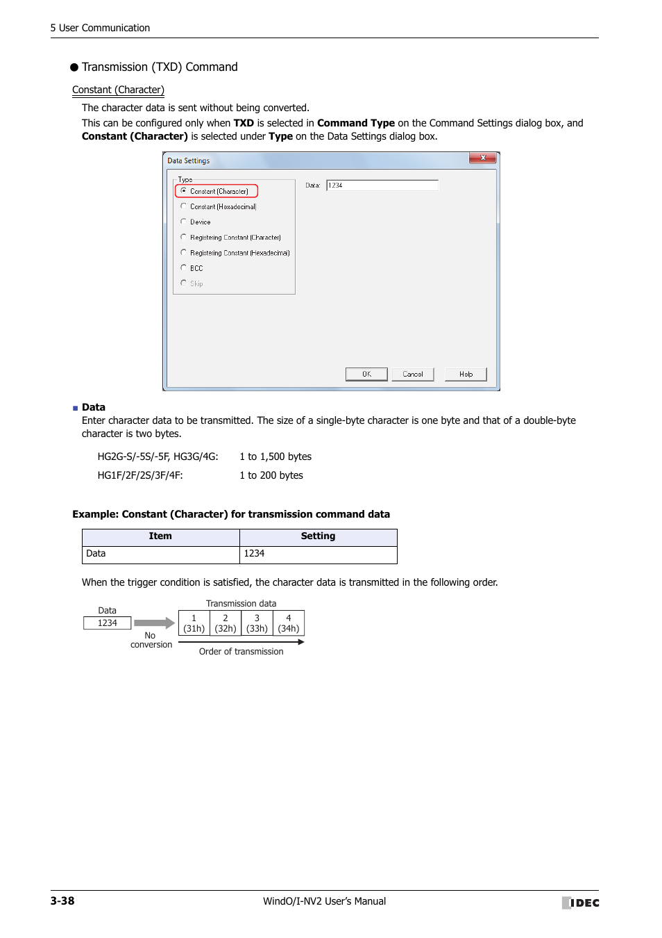 Transmission (txd) command | IDEC High Performance Series User Manual | Page 140 / 1448