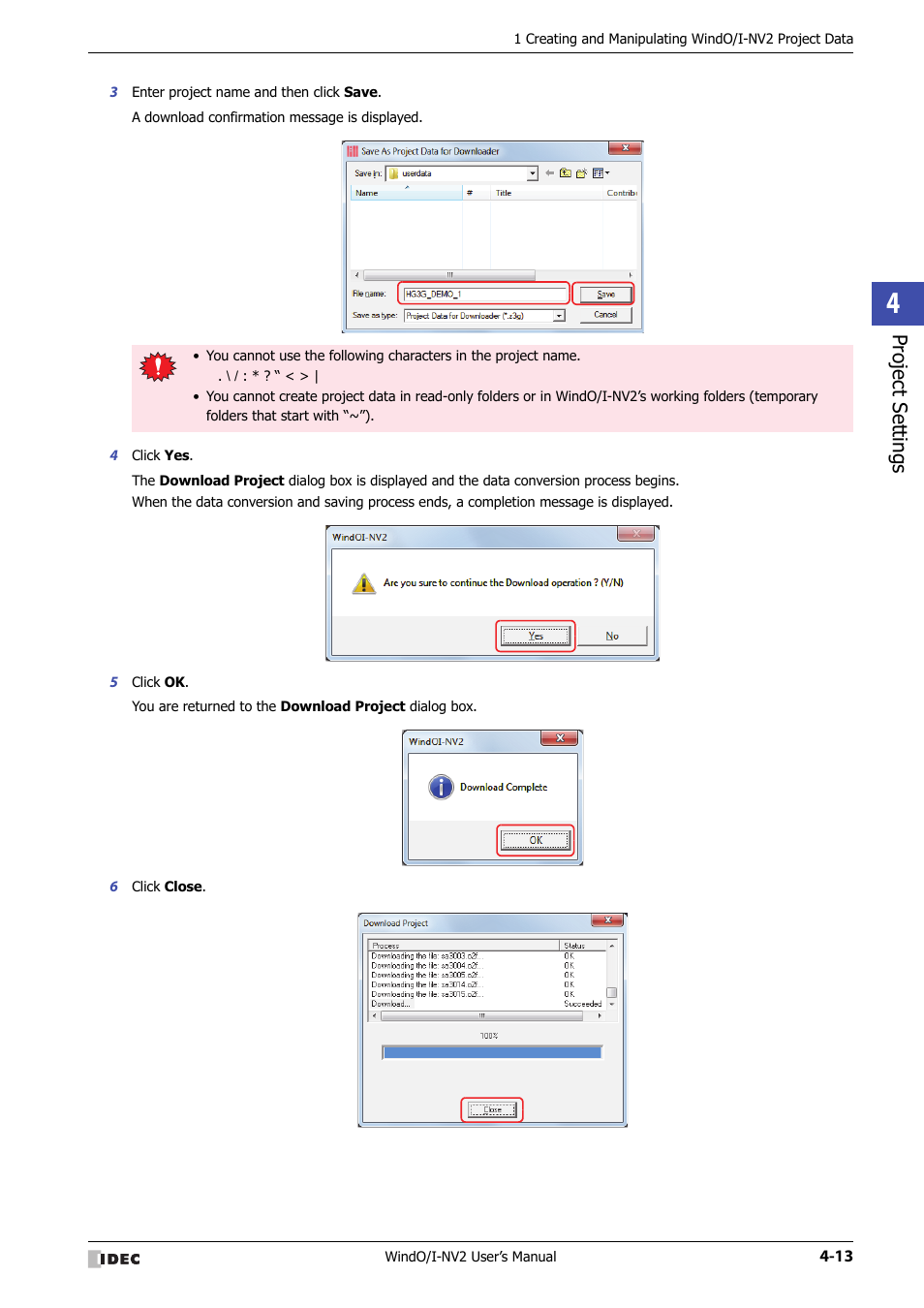 Project set tings | IDEC High Performance Series User Manual | Page 199 / 1448