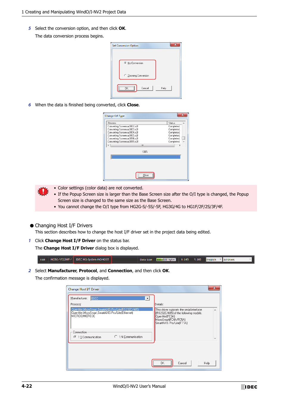 Changing host i/f drivers | IDEC High Performance Series User Manual | Page 208 / 1448