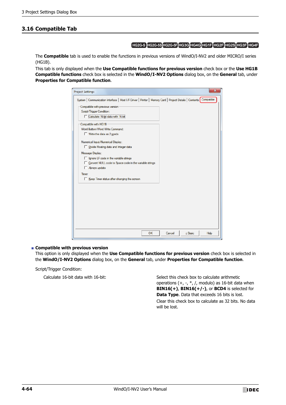 16 compatible tab, Compatible tab -64 | IDEC High Performance Series User Manual | Page 250 / 1448