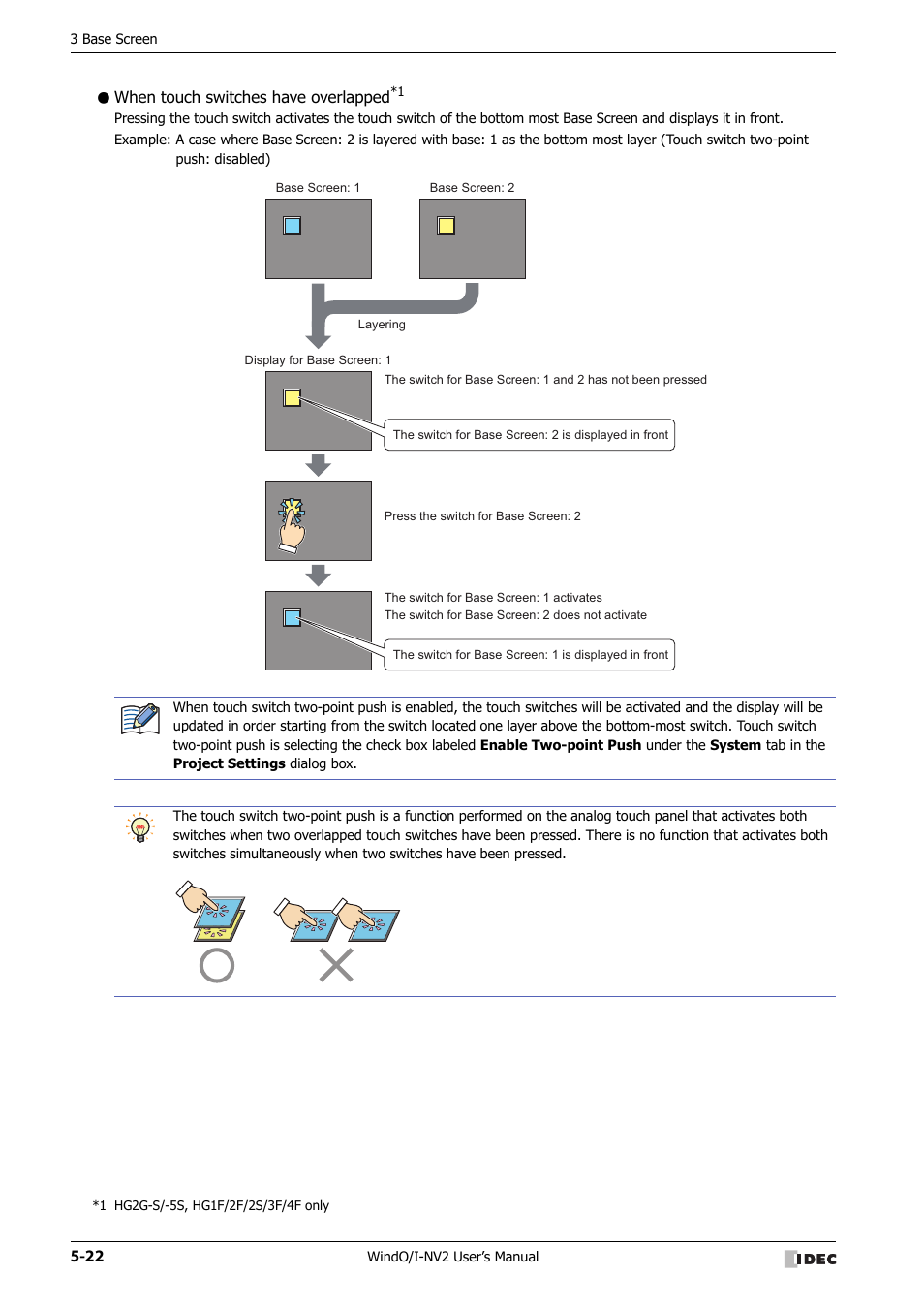 When touch switches have overlapped | IDEC High Performance Series User Manual | Page 274 / 1448