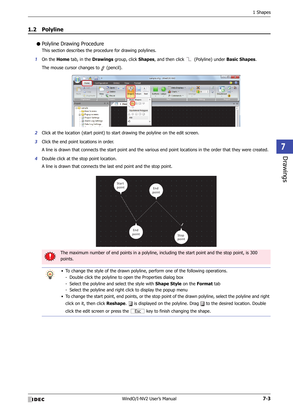 2 polyline, Polyline drawing procedure, Polyline -3 | Dr awings | IDEC High Performance Series User Manual | Page 297 / 1448