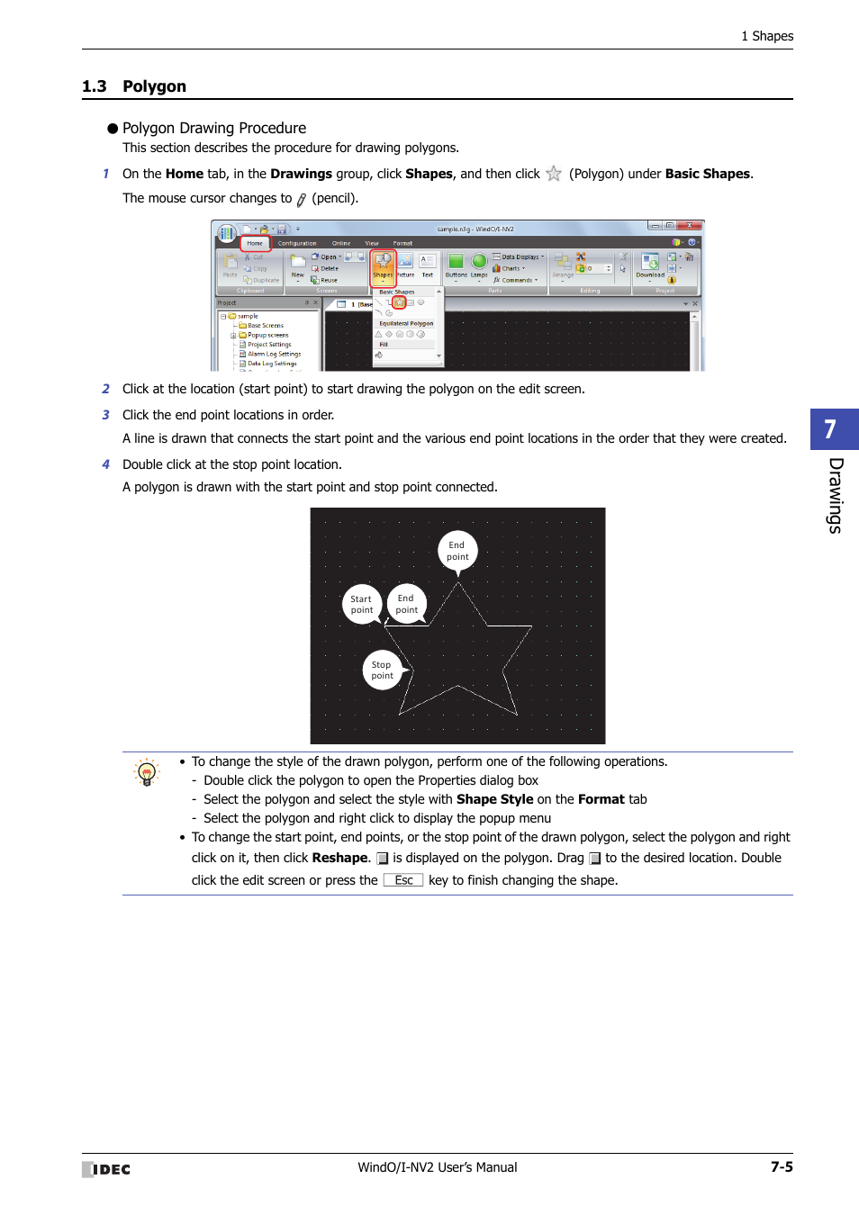 3 polygon, Polygon drawing procedure, Polygon -5 | Dr awings | IDEC High Performance Series User Manual | Page 299 / 1448