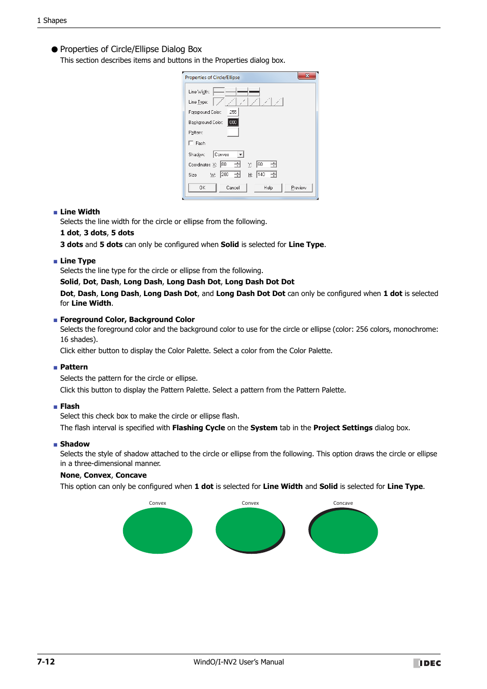 Properties of circle/ellipse dialog box | IDEC High Performance Series User Manual | Page 306 / 1448