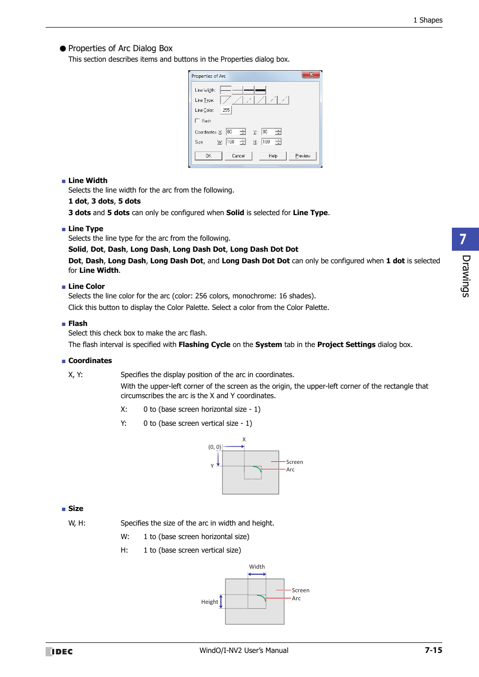 Properties of arc dialog box, Dr awings | IDEC High Performance Series User Manual | Page 309 / 1448