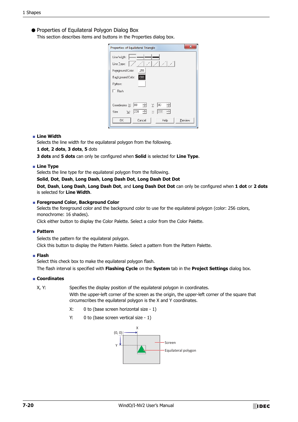 Properties of equilateral polygon dialog box | IDEC High Performance Series User Manual | Page 314 / 1448