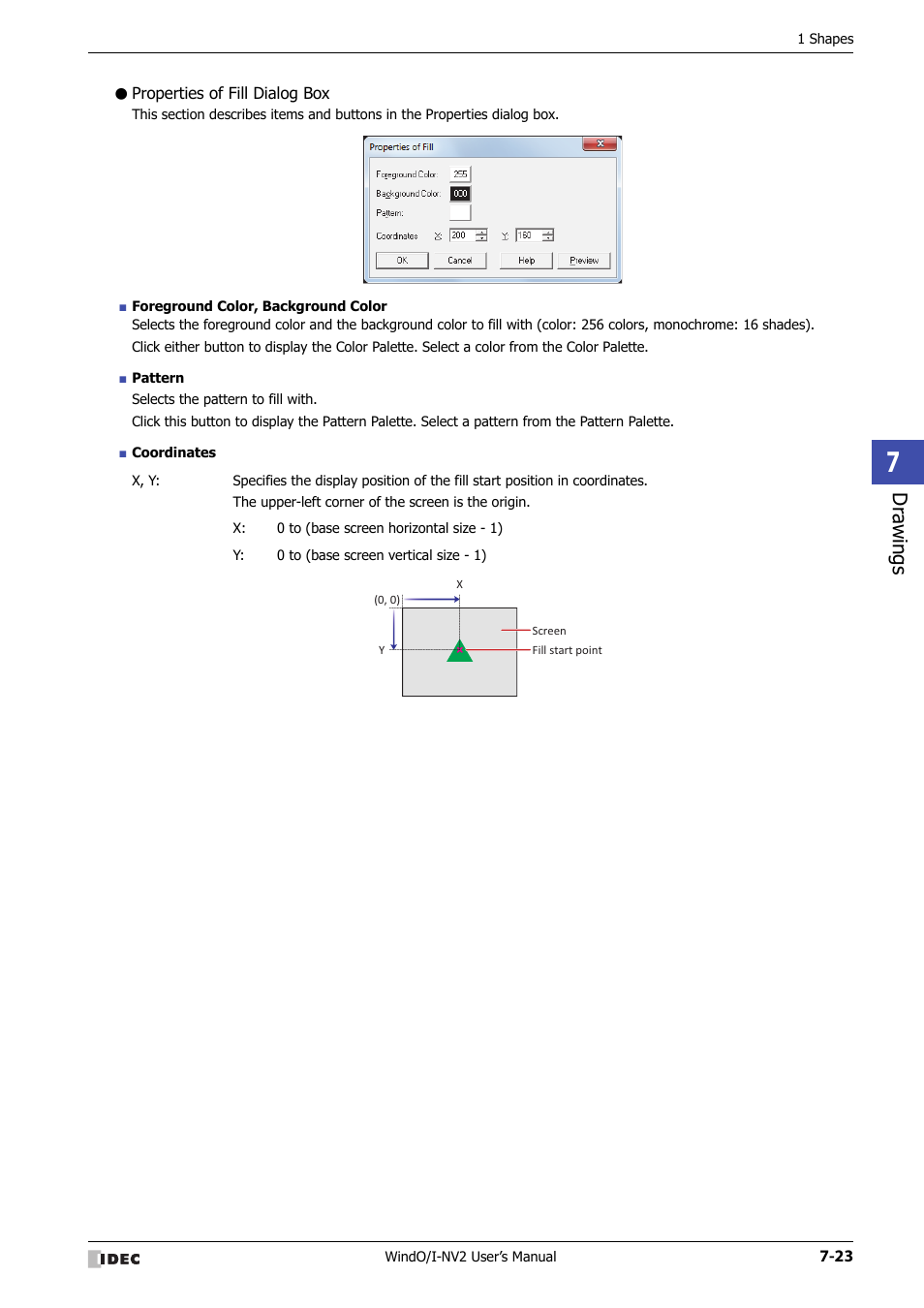 Properties of fill dialog box, Dr awings | IDEC High Performance Series User Manual | Page 317 / 1448