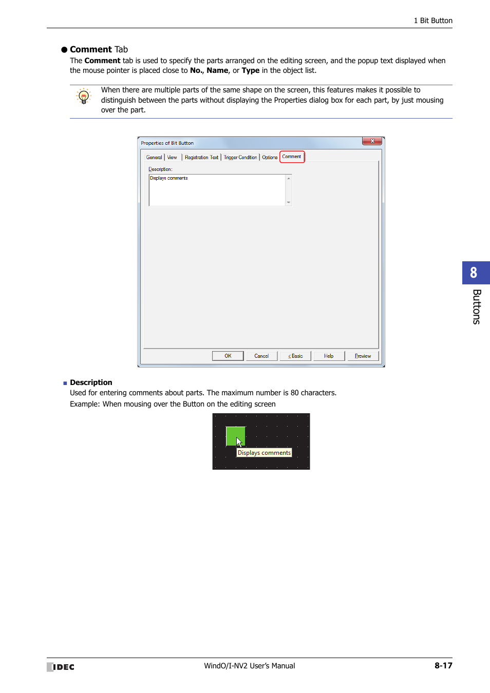 Comment tab | IDEC High Performance Series User Manual | Page 341 / 1448