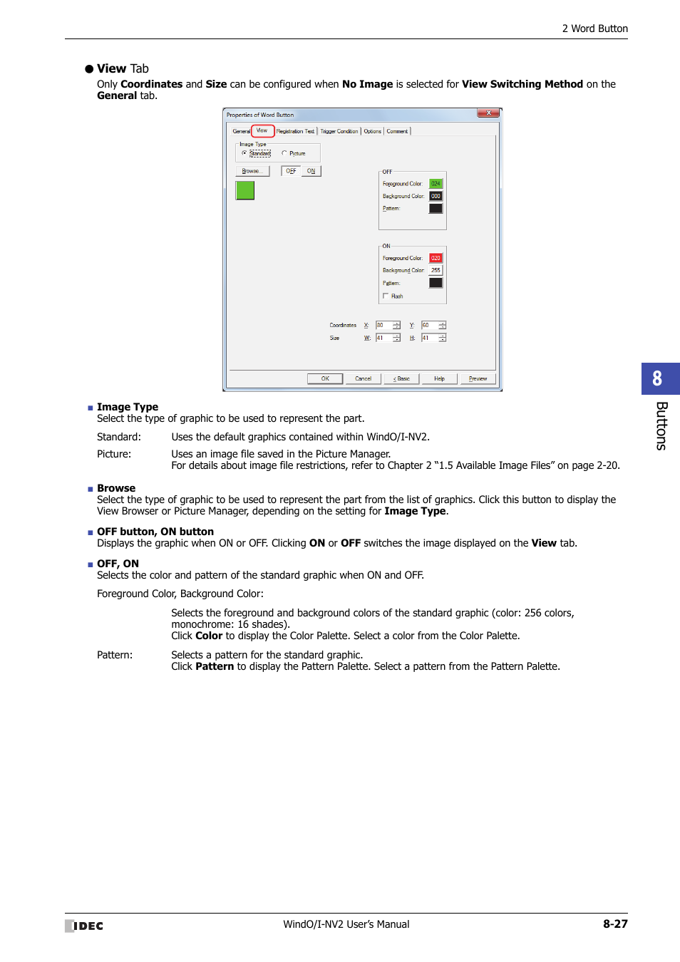 View tab, Bu tton s | IDEC High Performance Series User Manual | Page 351 / 1448