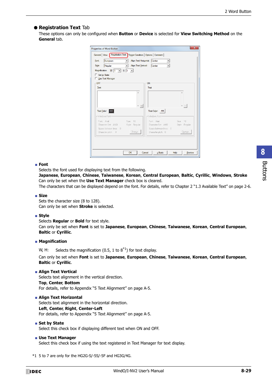 Registration text tab, Bu tton s | IDEC High Performance Series User Manual | Page 353 / 1448