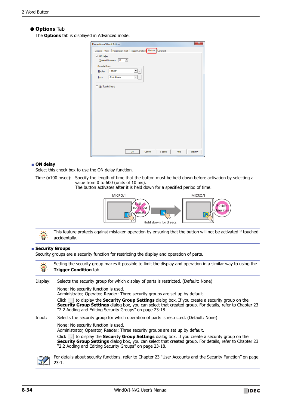 Options tab | IDEC High Performance Series User Manual | Page 358 / 1448