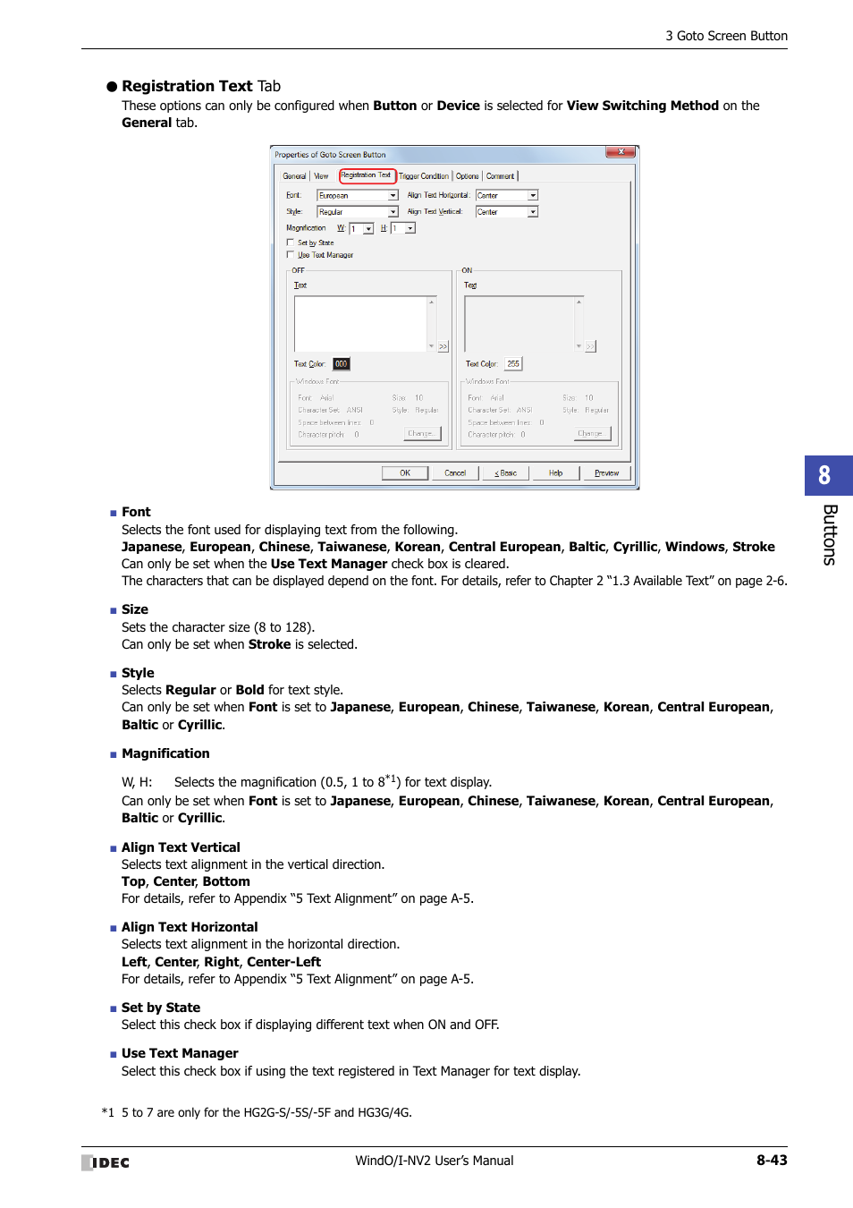 Registration text tab, Bu tton s | IDEC High Performance Series User Manual | Page 367 / 1448