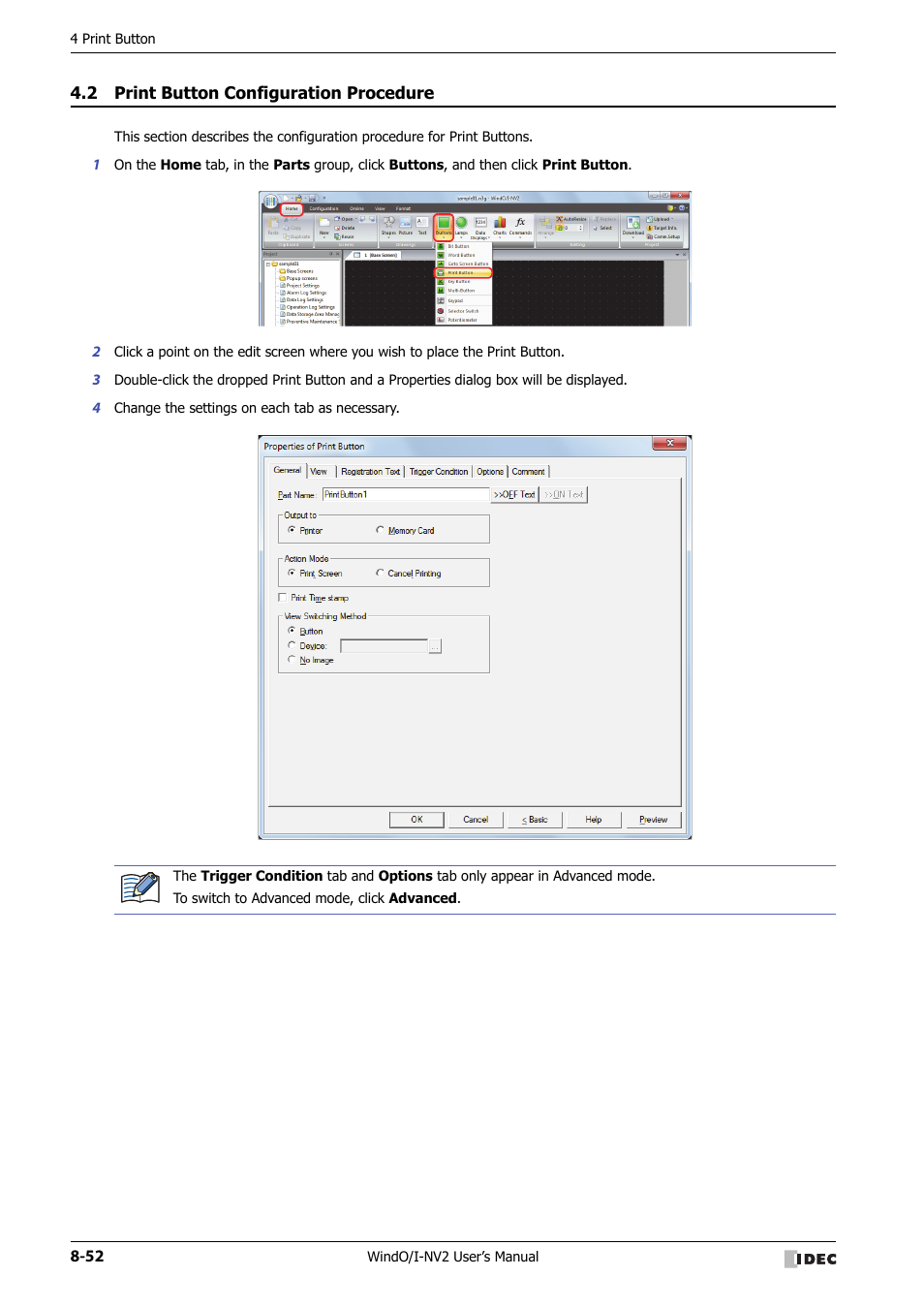 2 print button configuration procedure, Print button configuration procedure -52 | IDEC High Performance Series User Manual | Page 376 / 1448