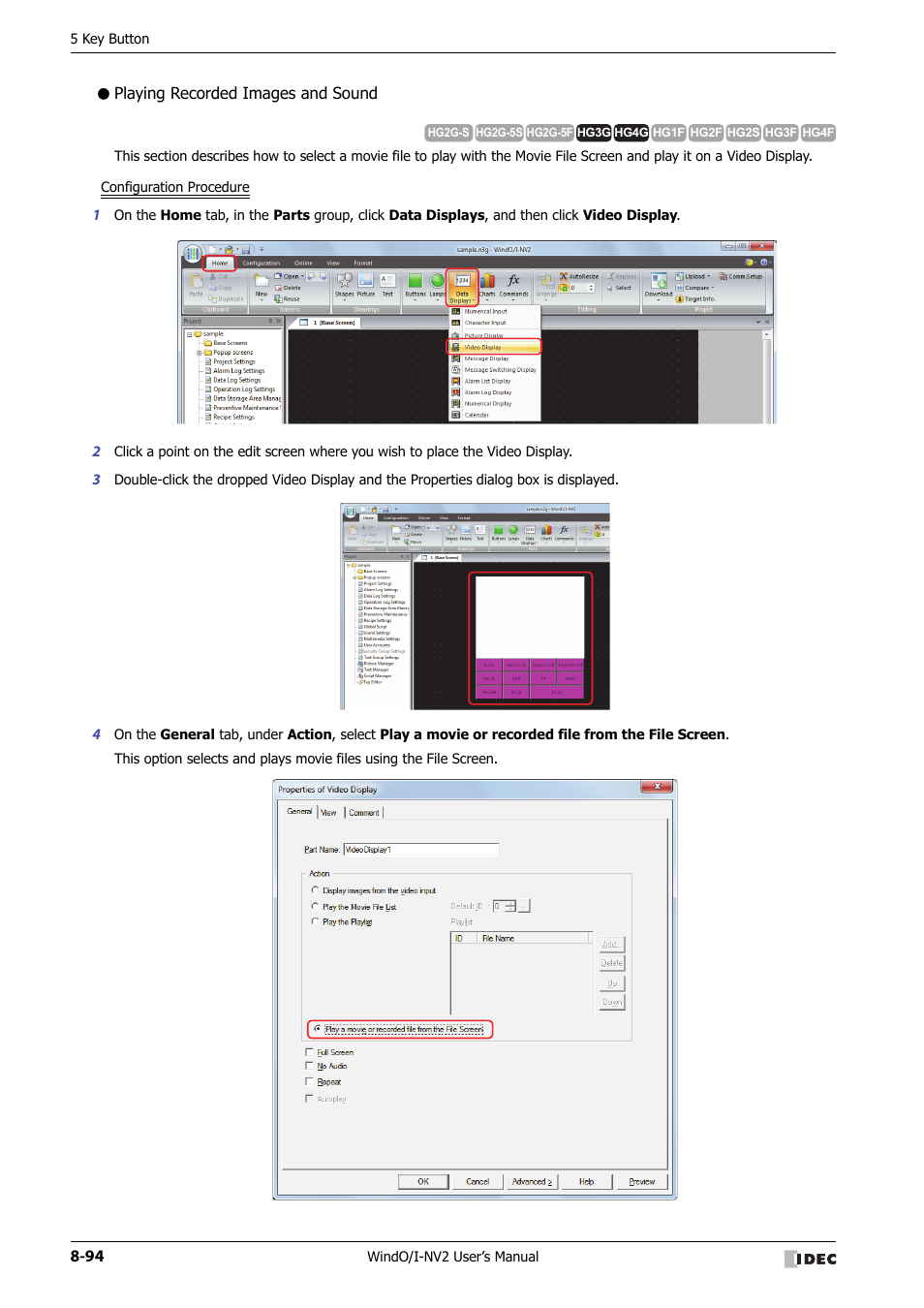 Playing recorded images and sound | IDEC High Performance Series User Manual | Page 418 / 1448
