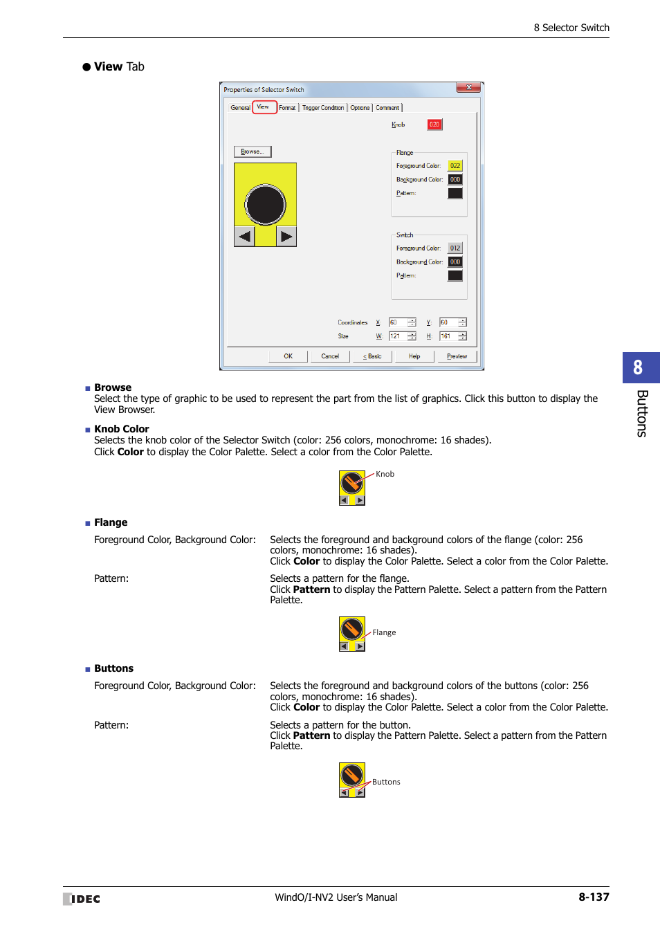 View tab, Bu tton s | IDEC High Performance Series User Manual | Page 461 / 1448