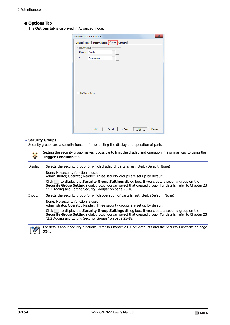 Options tab | IDEC High Performance Series User Manual | Page 478 / 1448