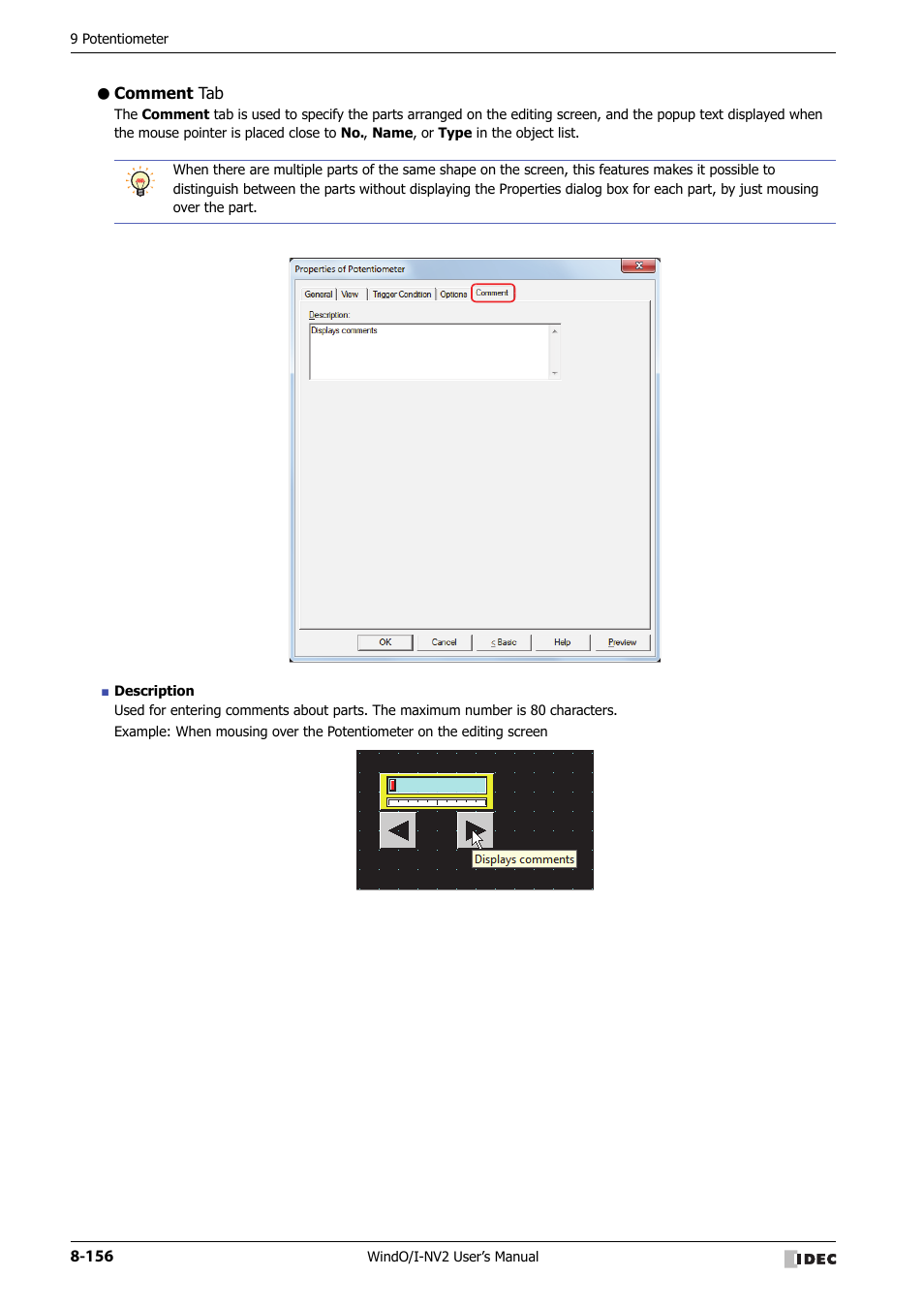Comment tab | IDEC High Performance Series User Manual | Page 480 / 1448