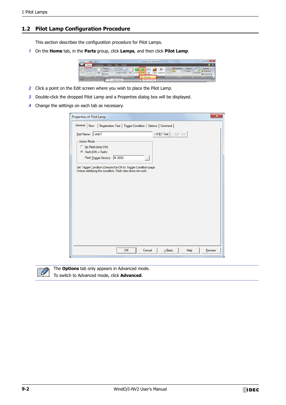 2 pilot lamp configuration procedure, Pilot lamp configuration procedure -2 | IDEC High Performance Series User Manual | Page 482 / 1448