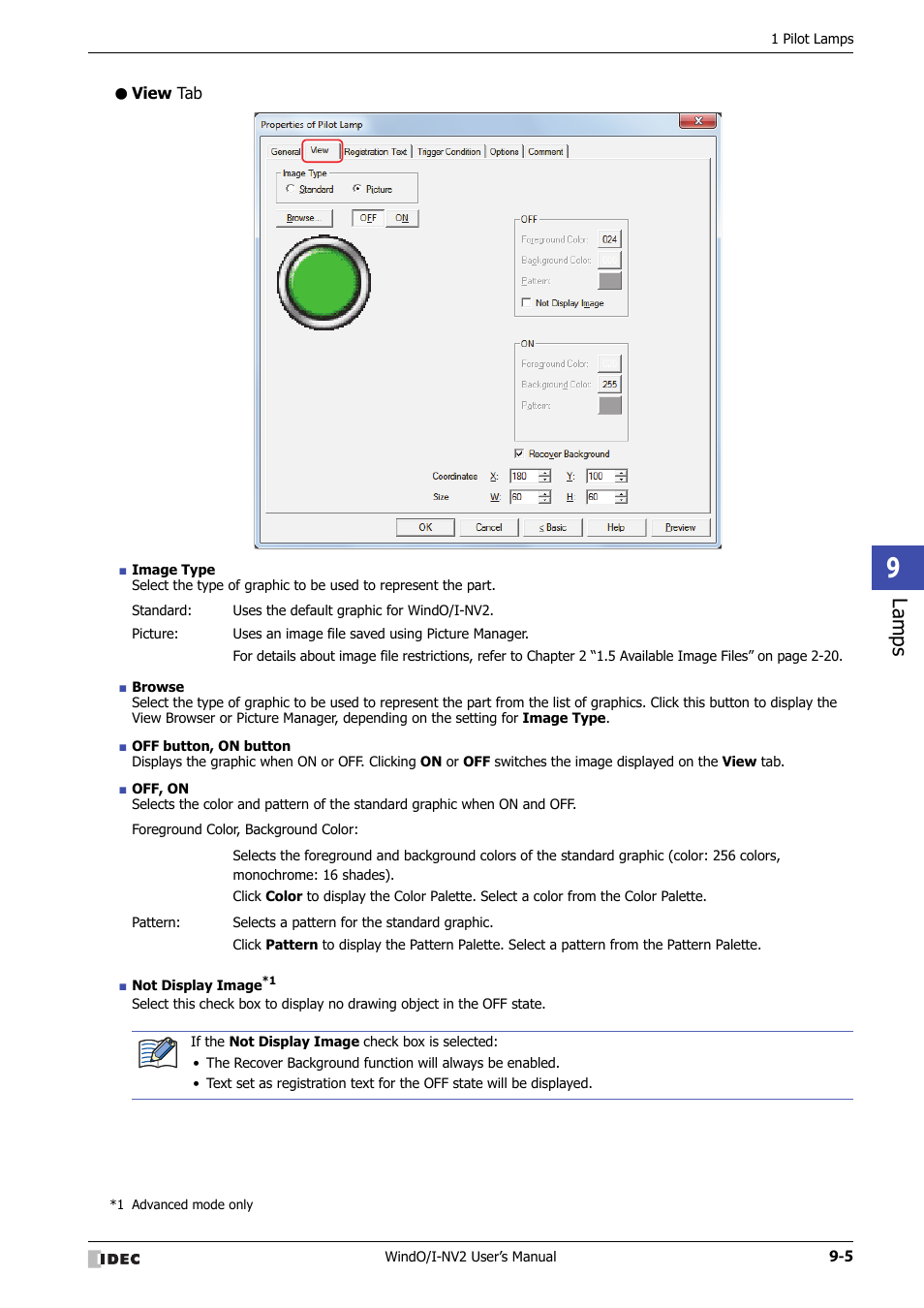 View tab, Lamps | IDEC High Performance Series User Manual | Page 485 / 1448