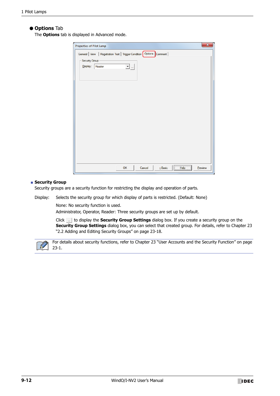 Options tab | IDEC High Performance Series User Manual | Page 492 / 1448