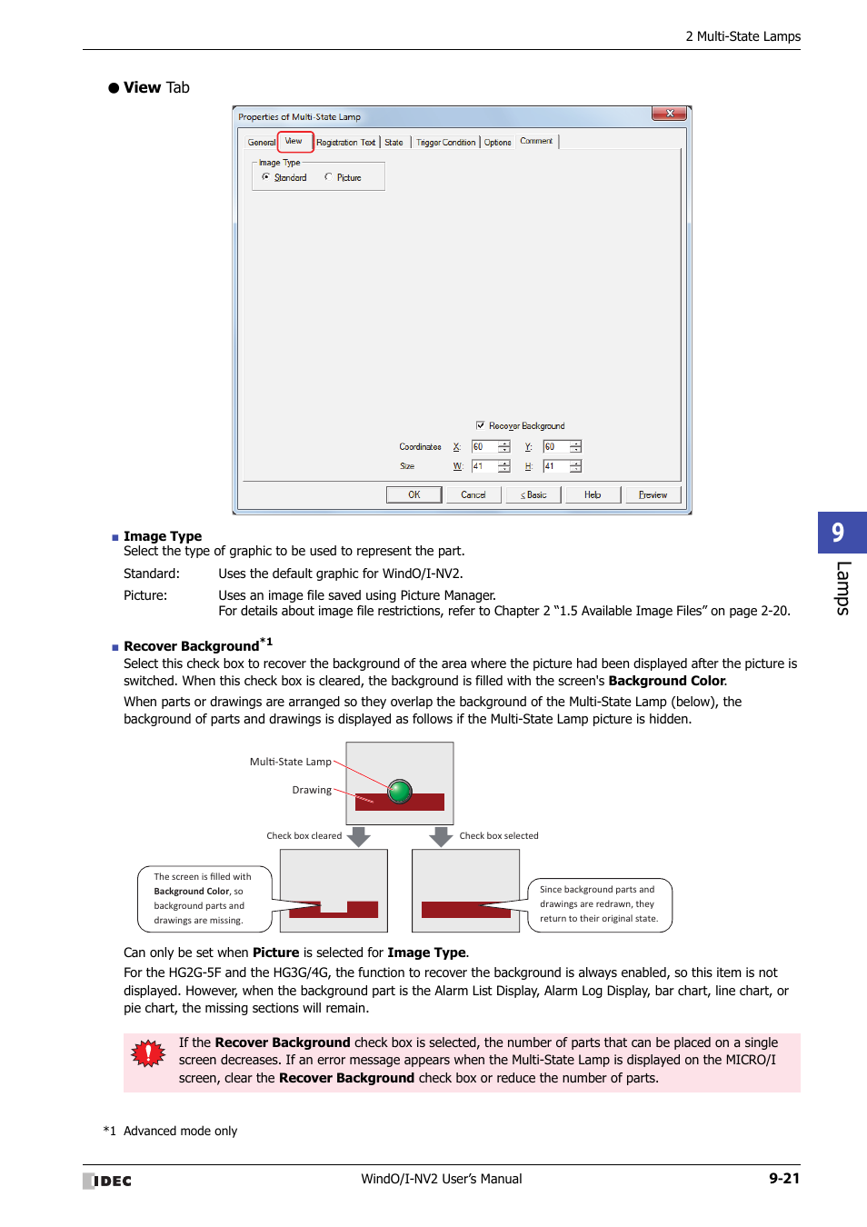 View tab, Lamps | IDEC High Performance Series User Manual | Page 501 / 1448