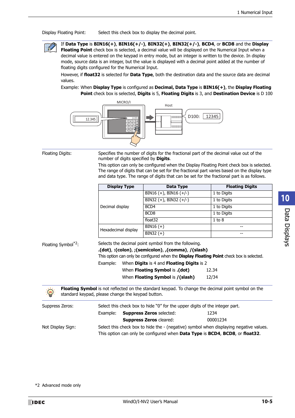 Data displa ys | IDEC High Performance Series User Manual | Page 517 / 1448