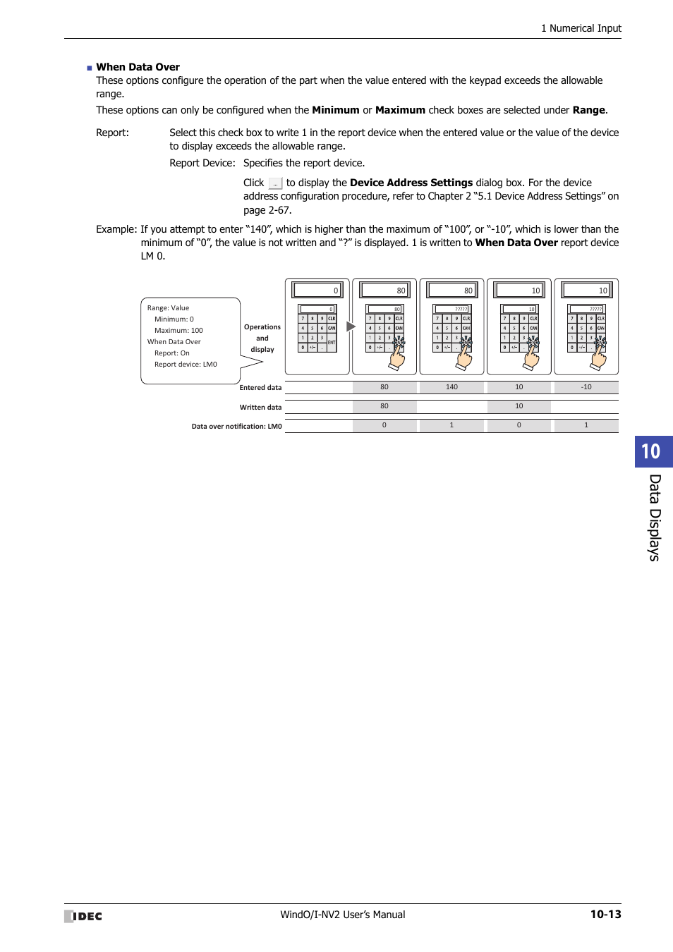 Data displa ys | IDEC High Performance Series User Manual | Page 525 / 1448