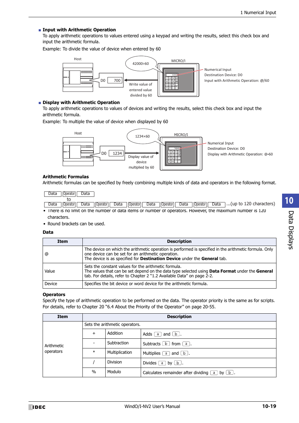 Data displa ys | IDEC High Performance Series User Manual | Page 531 / 1448