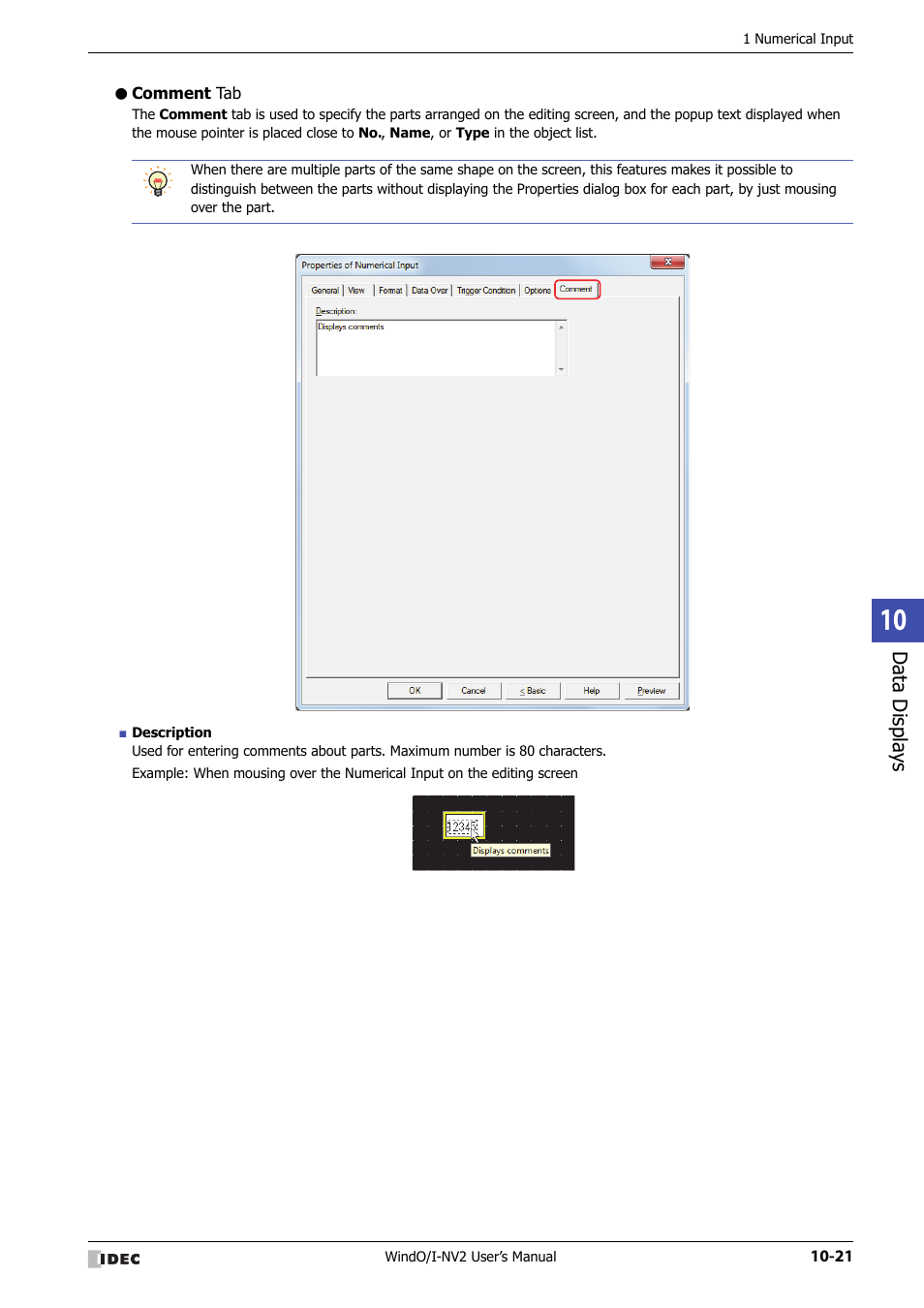 Comment tab | IDEC High Performance Series User Manual | Page 533 / 1448