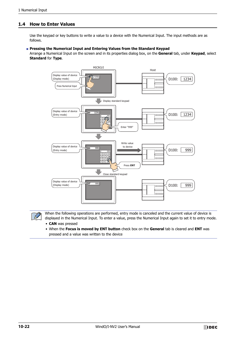 4 how to enter values, How to enter values -22 | IDEC High Performance Series User Manual | Page 534 / 1448