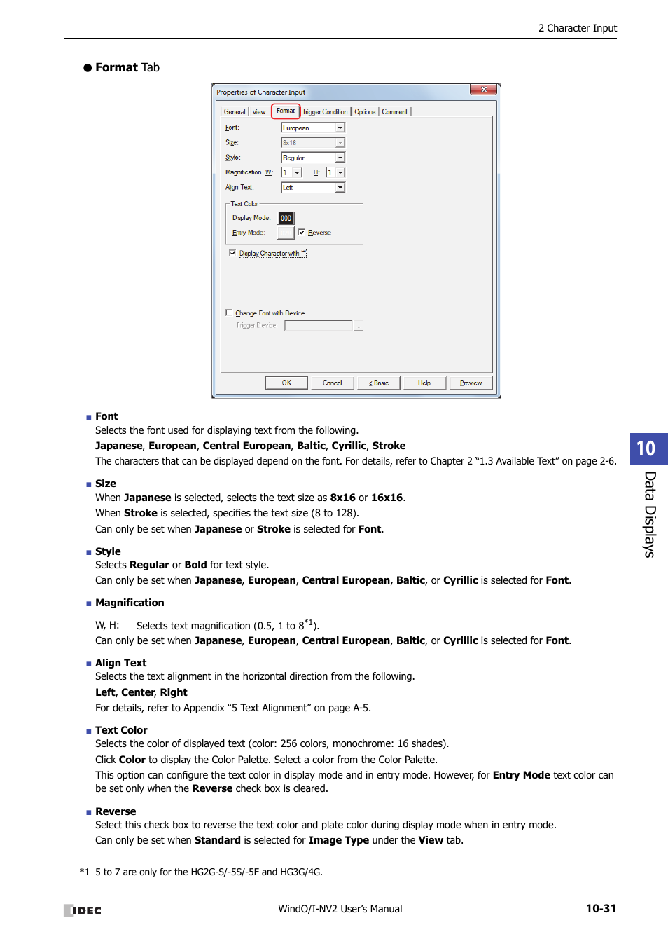 Format tab, Data displa ys | IDEC High Performance Series User Manual | Page 543 / 1448