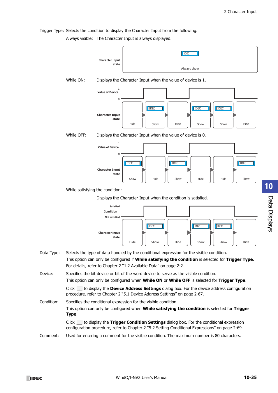 Data displa ys | IDEC High Performance Series User Manual | Page 547 / 1448
