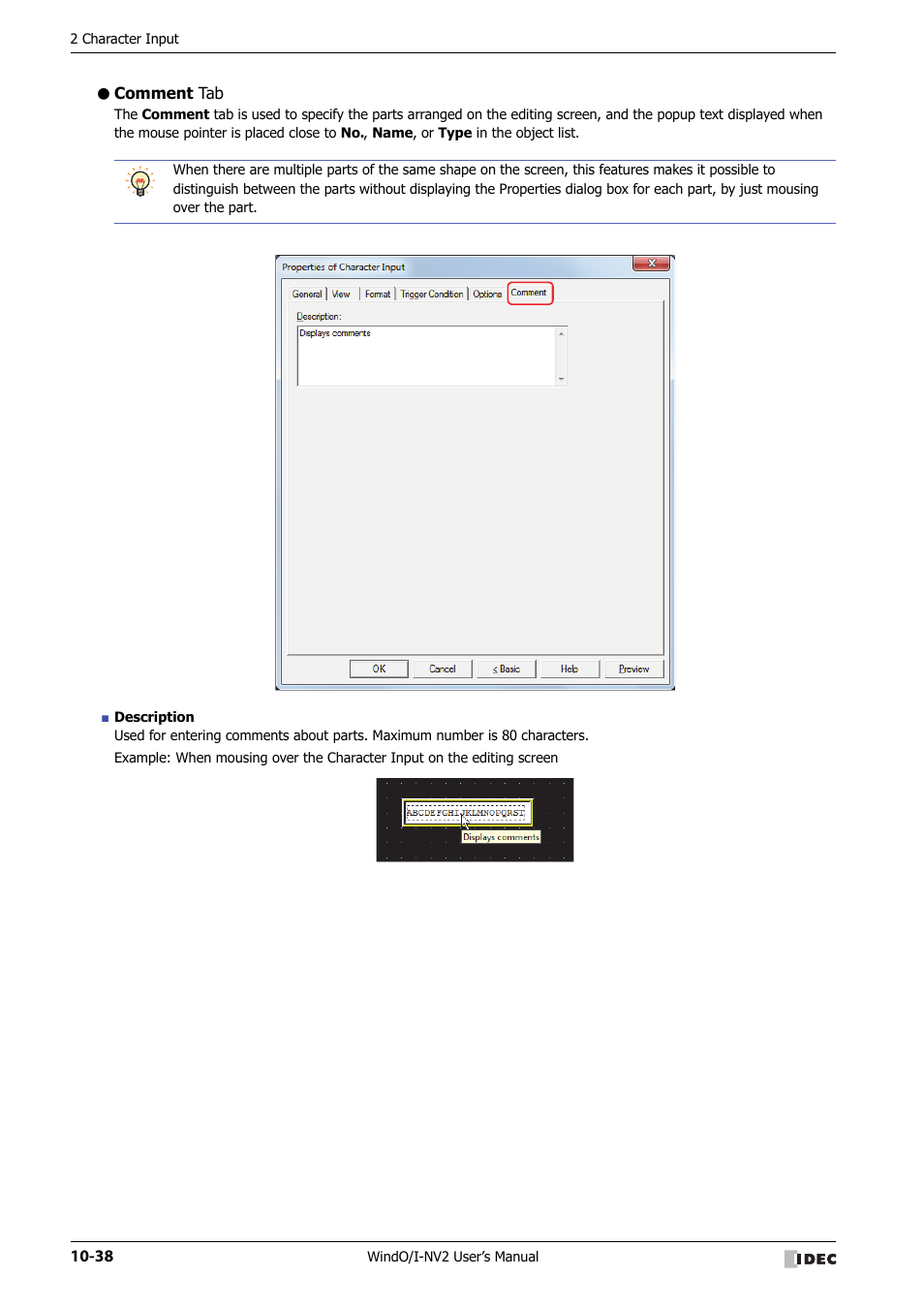 Comment tab | IDEC High Performance Series User Manual | Page 550 / 1448