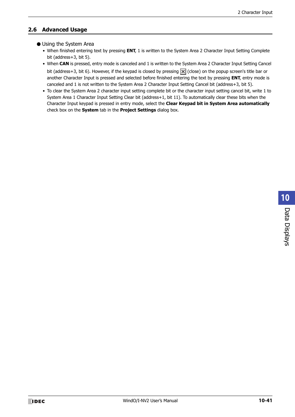 6 advanced usage, Using the system area, Advanced usage -41 | Data displa ys | IDEC High Performance Series User Manual | Page 553 / 1448