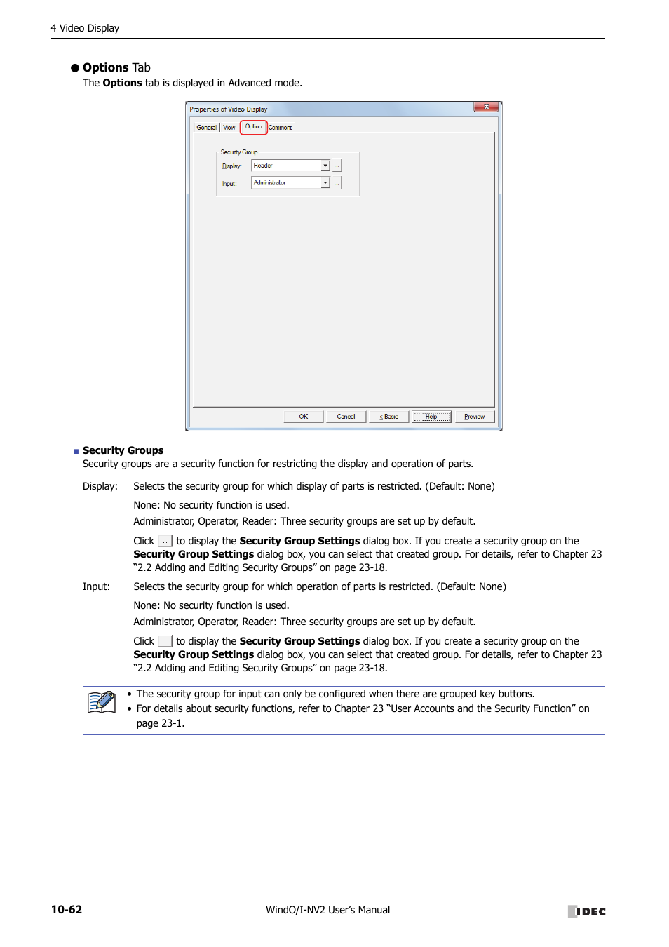 Options tab | IDEC High Performance Series User Manual | Page 574 / 1448