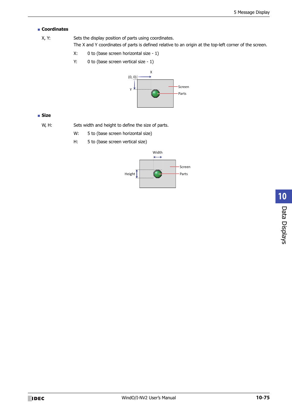 Data displa ys | IDEC High Performance Series User Manual | Page 587 / 1448